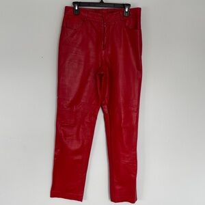 DKNY Red Leather Pants
